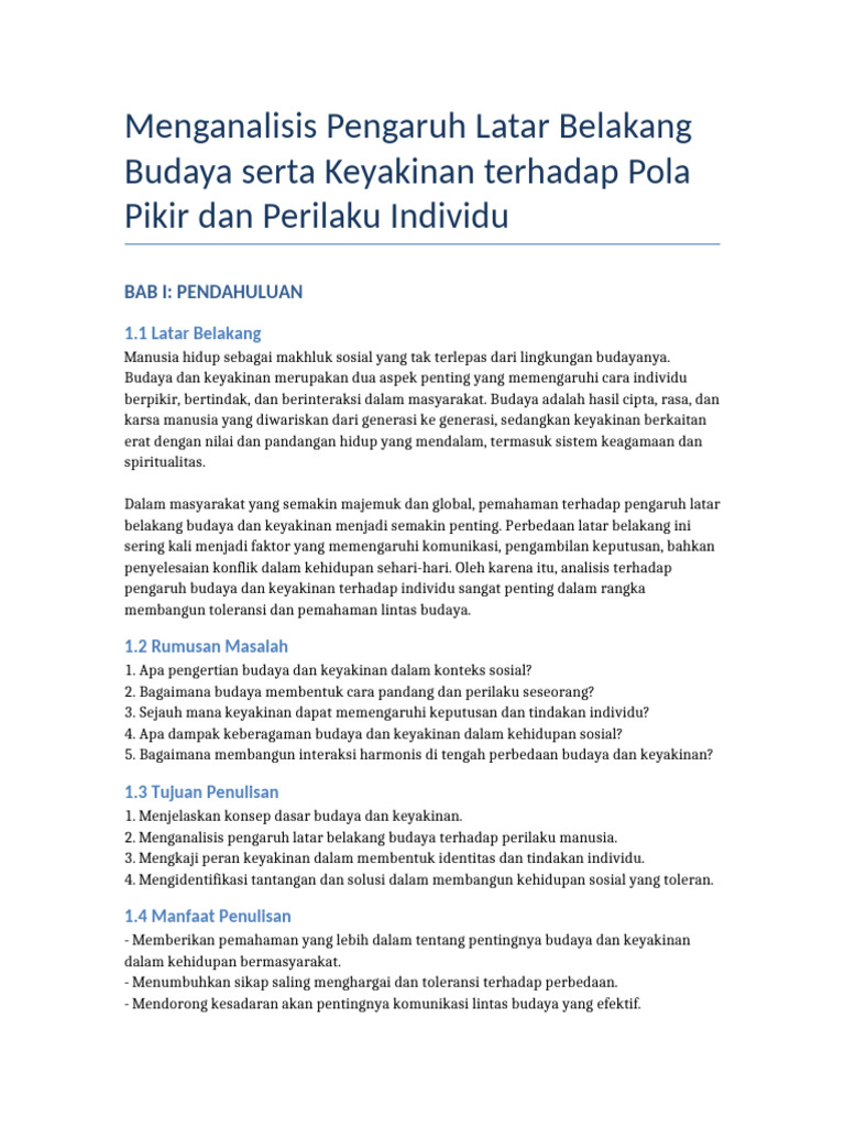Makalah Pengaruh Budaya Dan Keyakinan | PDF