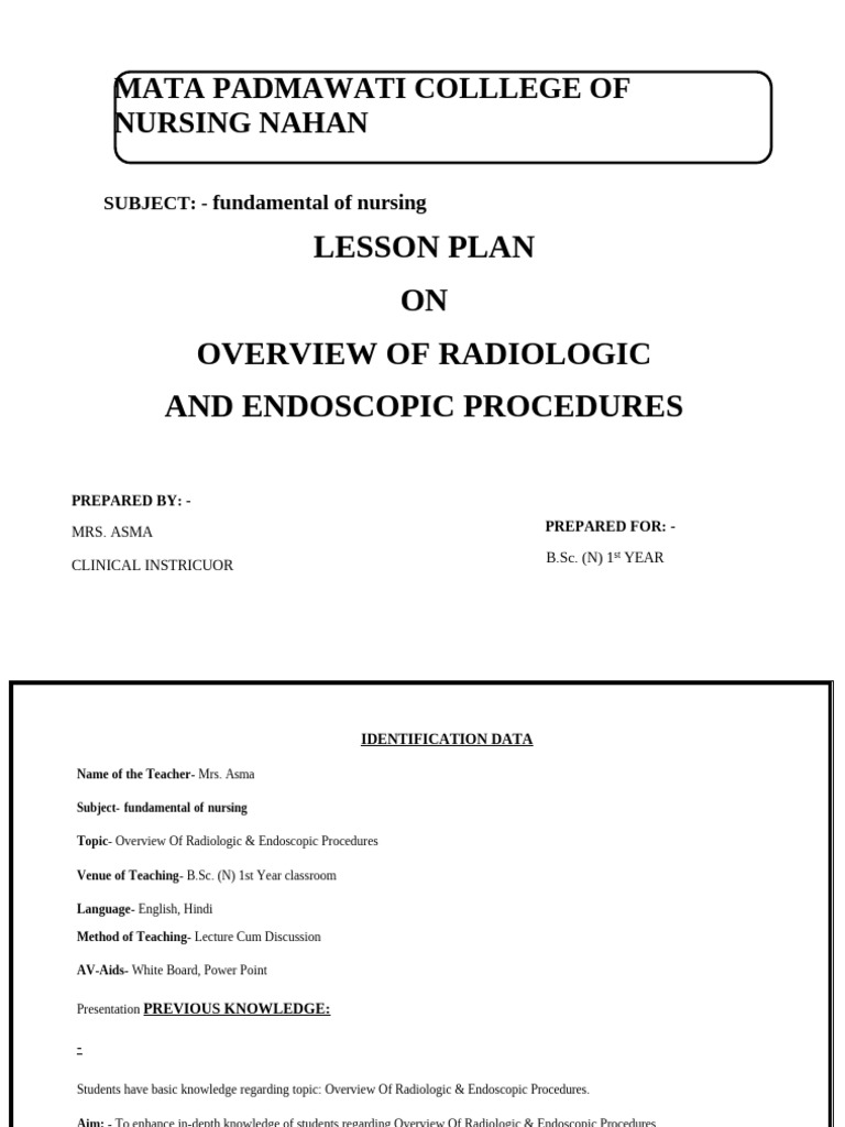 Overview of Radiologic & Endoscopic Procedures | PDF | Radiology ...