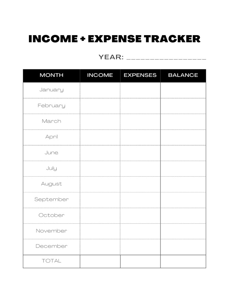 Income + Expense Tracker: YEAR | PDF