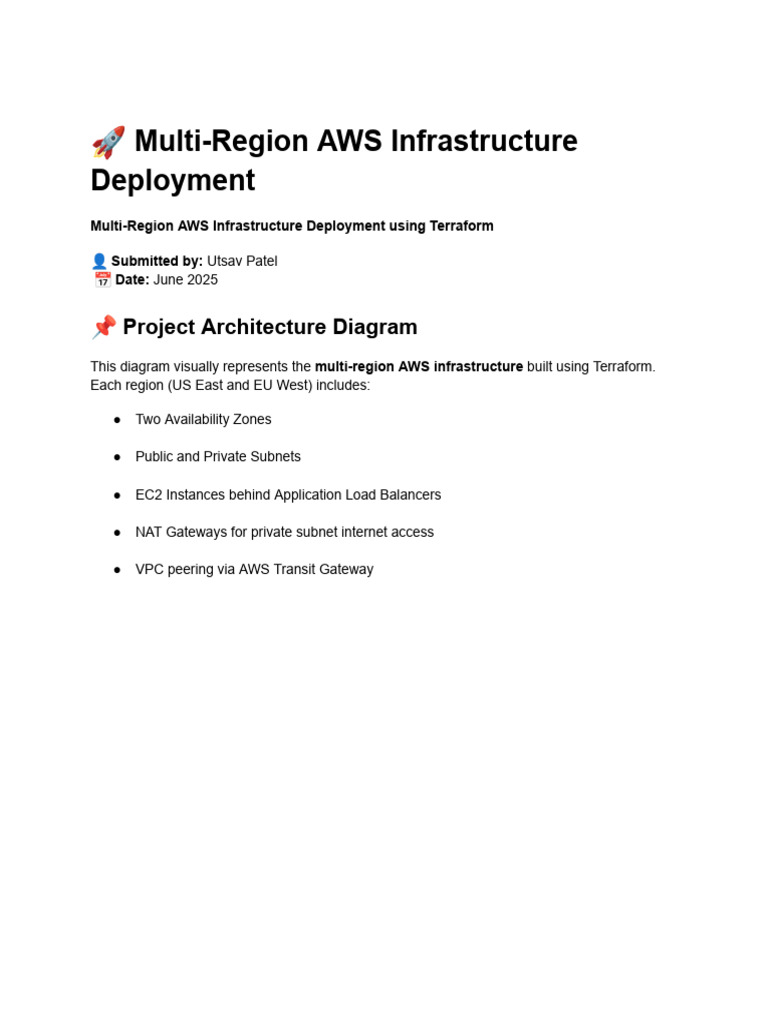 Multi-Region AWS Setup with Terraform | PDF | Communications Protocols ...