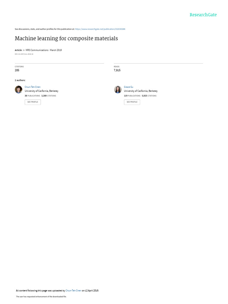 Machine Learning in Composite Materials | PDF | Machine Learning ...