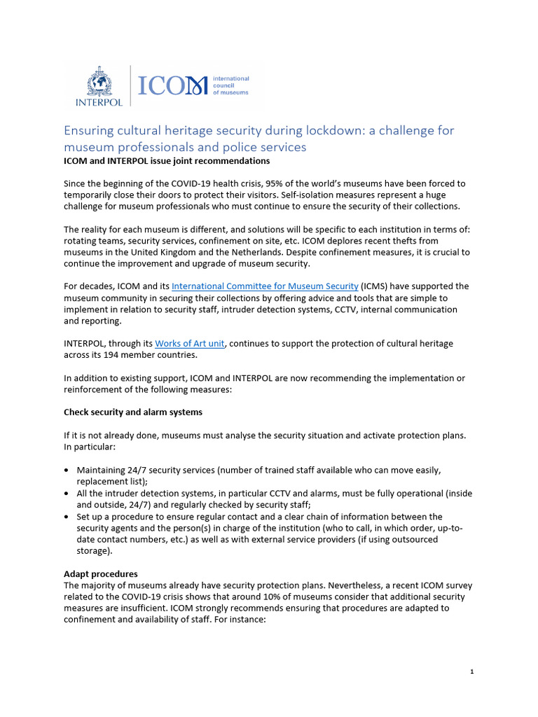 Museum Security During Lockdown | PDF | Police | Securities