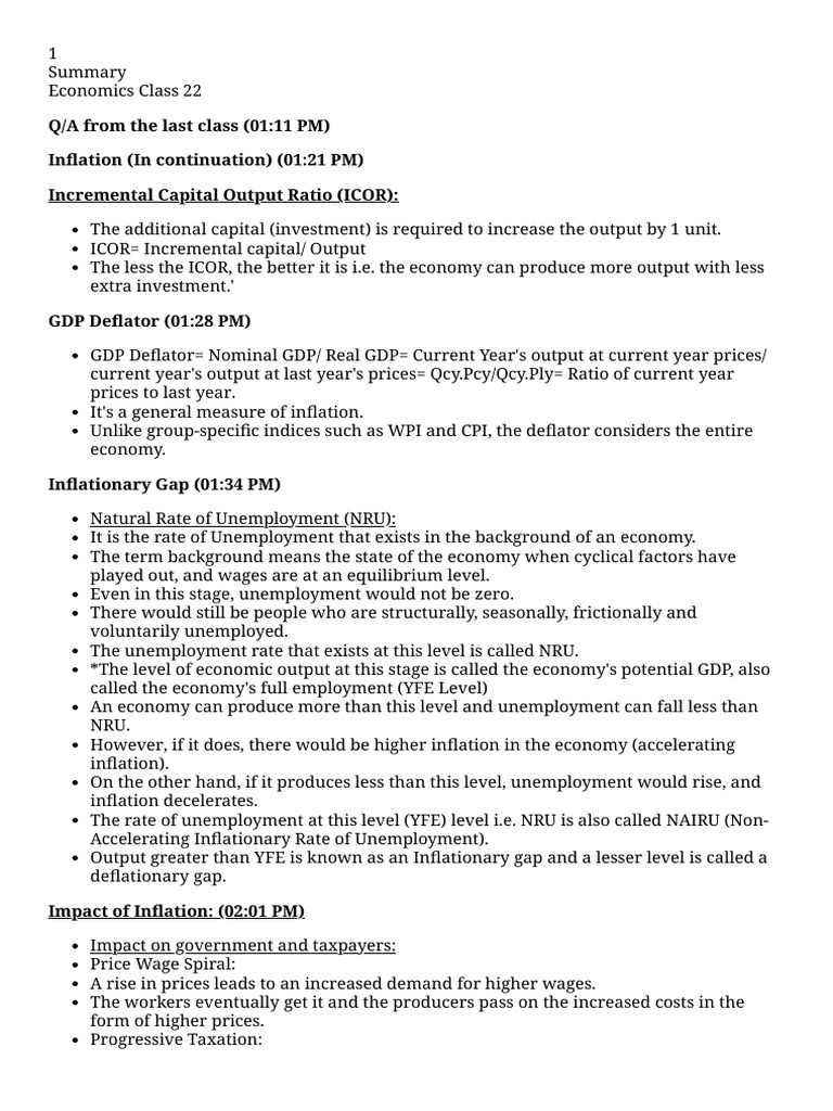 Economics Class: Inflation & Monetary Policy | PDF | Inflation | Taxes