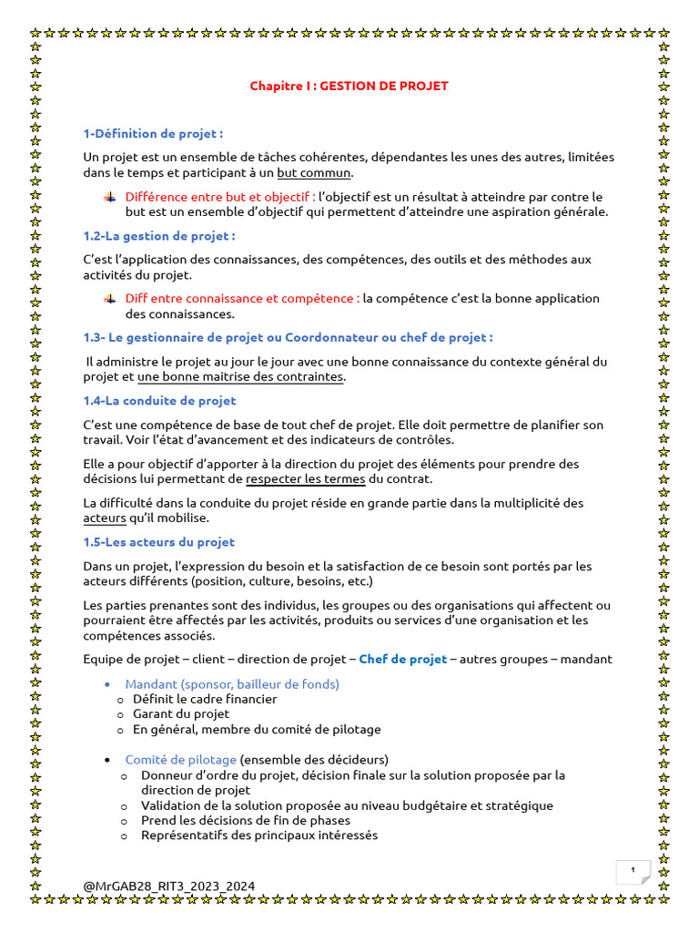 Gestion de Projet : Contexte et Acteurs | PDF | Gestion de projet ...