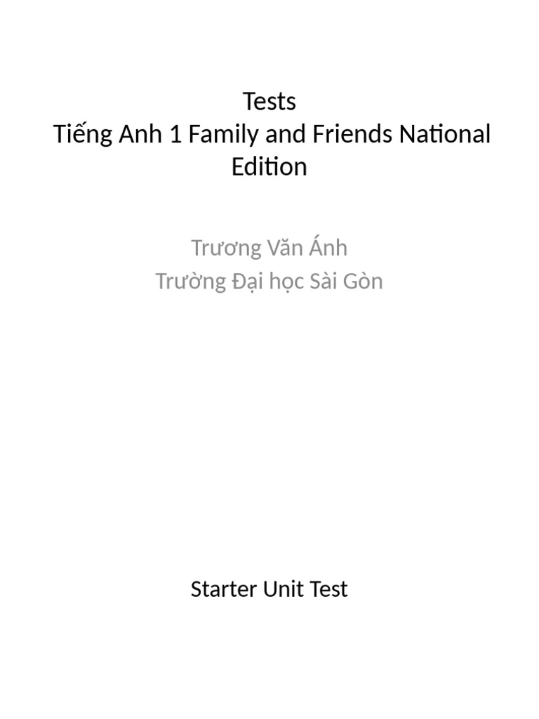 Tests Tieng Anh 1 Family and Friends National Edition | PDF