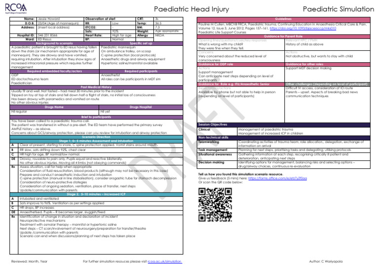 Paediatrics - Head Injury 0923 | PDF | Major Trauma | Pediatrics