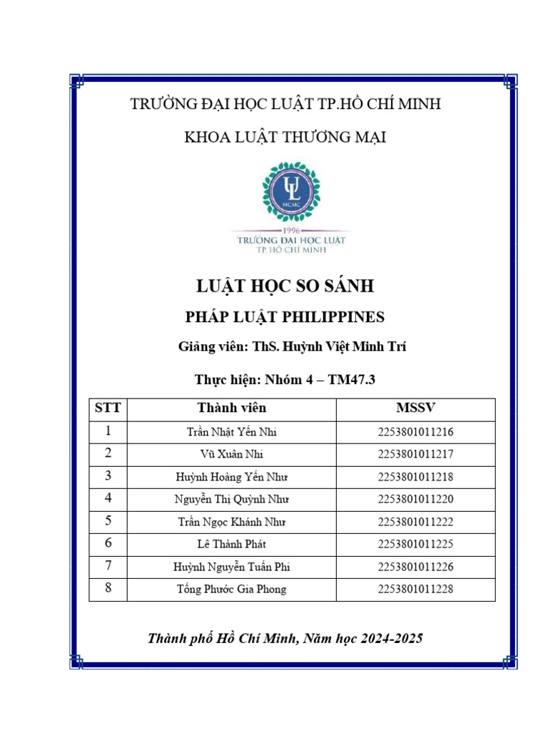 Nhóm 4 TM47.3 Pháp luật Phillipines | PDF
