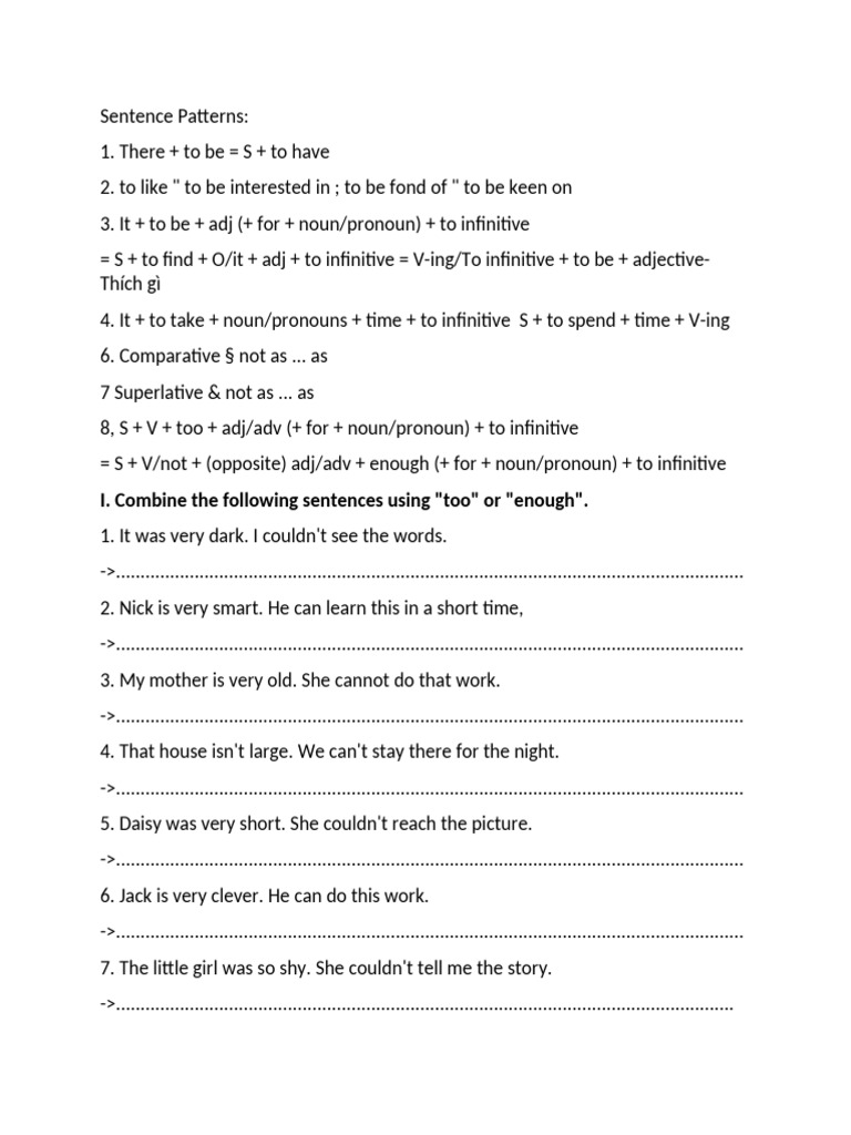 English Sentence Patterns and Exercises | PDF | Linguistic Morphology ...