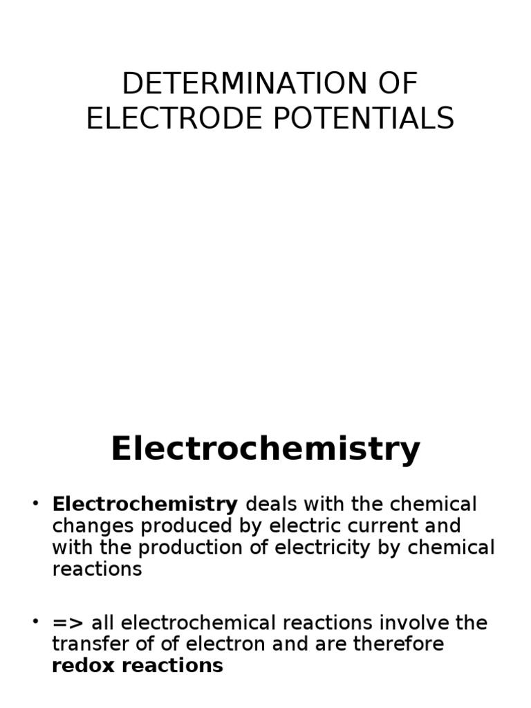 Electrochemistry: Cell Potentials Explained | PDF | Electrochemistry ...
