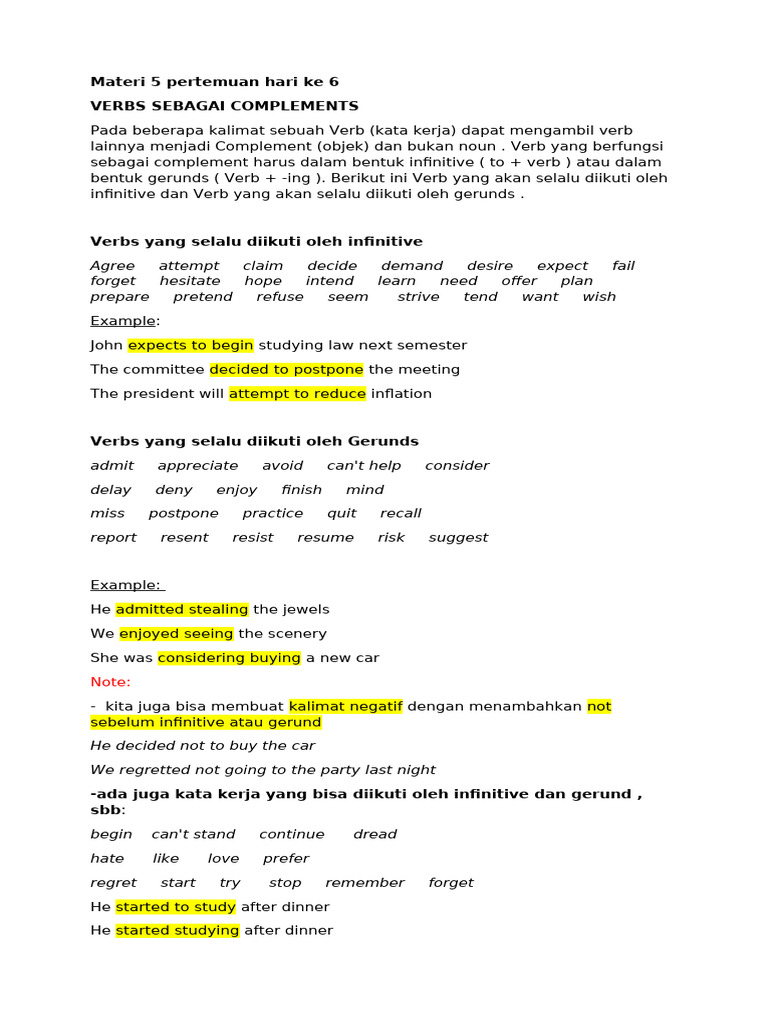 Verbs as Complements in English Grammar | PDF | Verb | Linguistic Typology