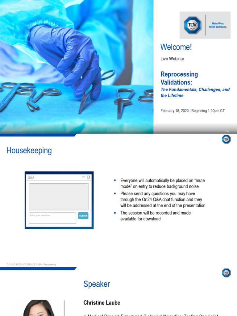 Reprocessing Validations Webinar Overview | PDF | Sterilization ...
