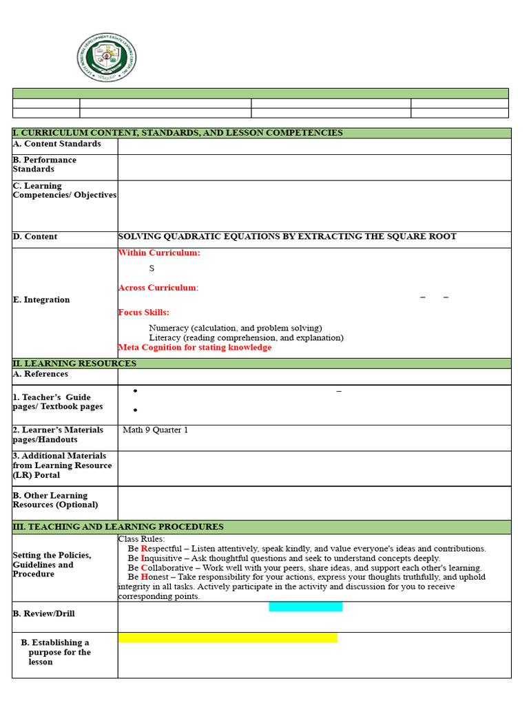 Summer Bridge Math Lesson Plan | PDF | Equations | Quadratic Equation