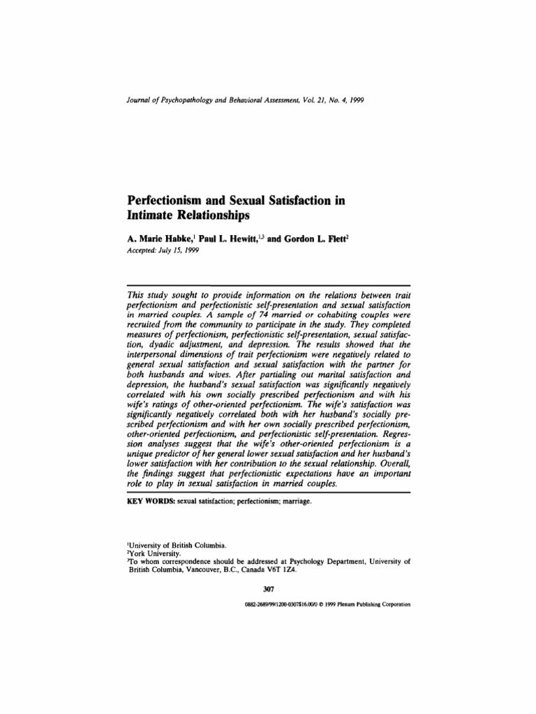 Perfectionism's Impact on Sexual Satisfaction | PDF | Perfectionism ...