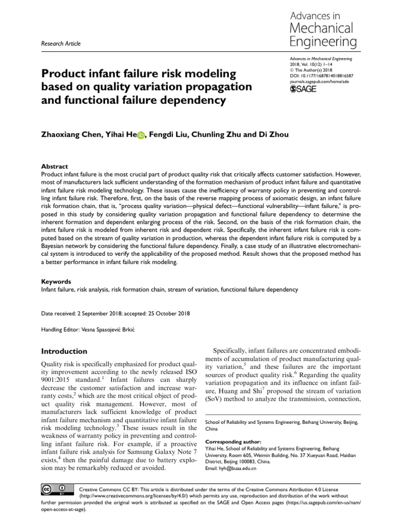 Product Infant Failure Risk Modeling Based On Qual | PDF | Risk ...