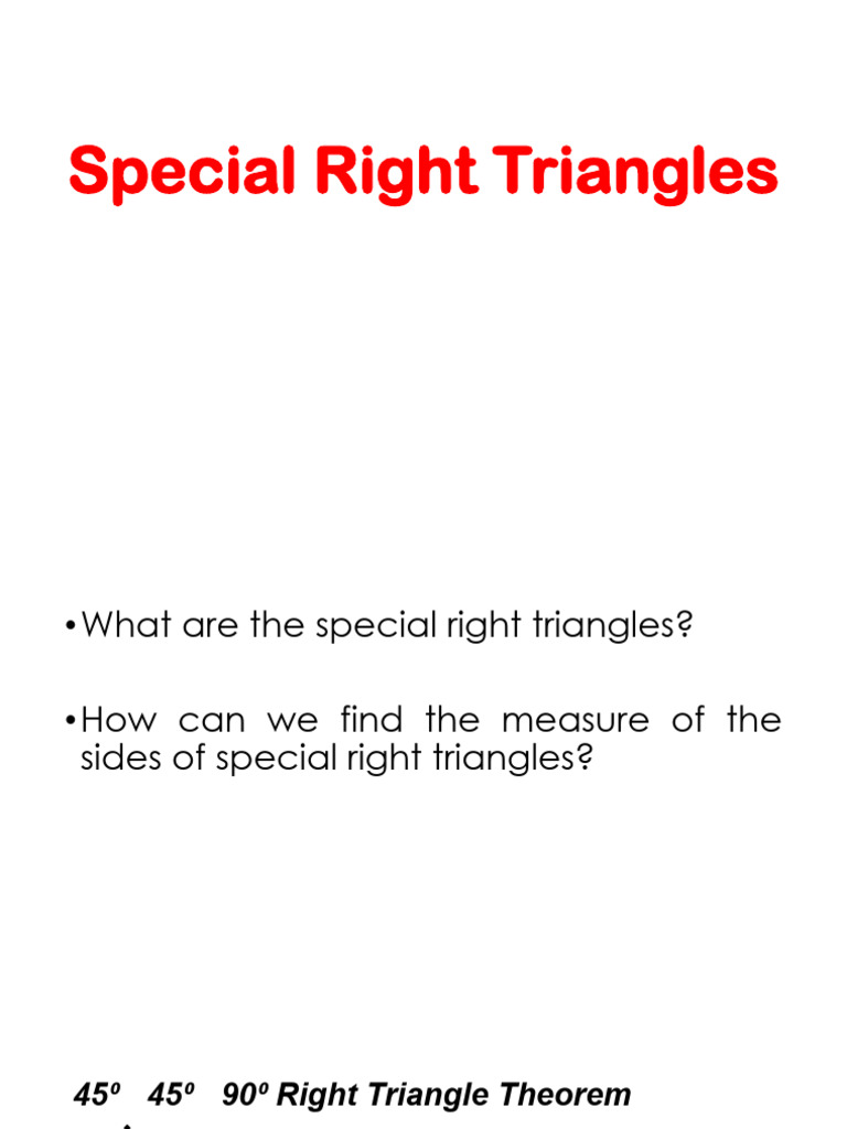 Special Right Triangles | PDF