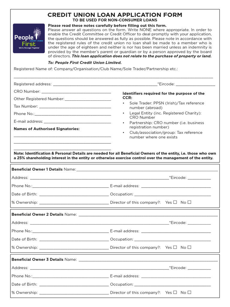 Credit Union Loan Application Form | PDF | Credit | Finance & Money ...