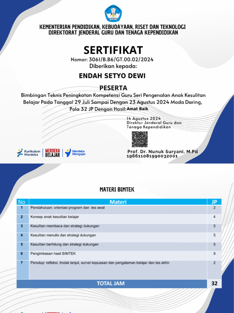 2024 Sertifikat AKB Endah | PDF