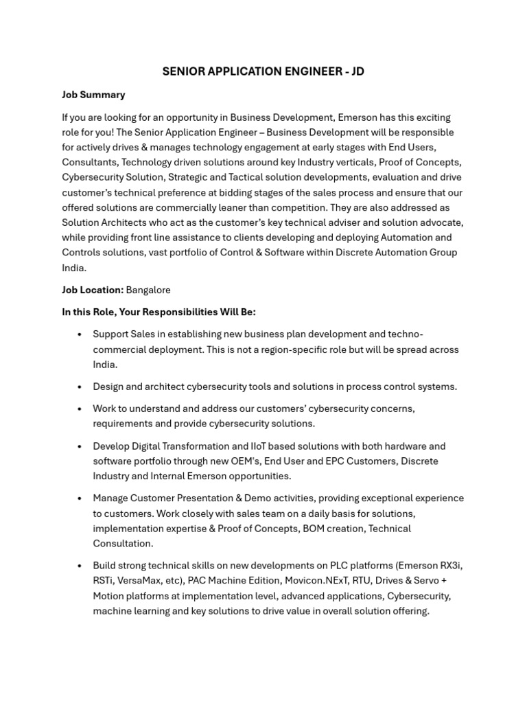 Senior Application Engineer Job in Bangalore | PDF | Computer Security ...