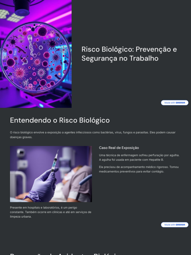 Risco Biologico Prevencao e Seguranca No Trabalho | PDF