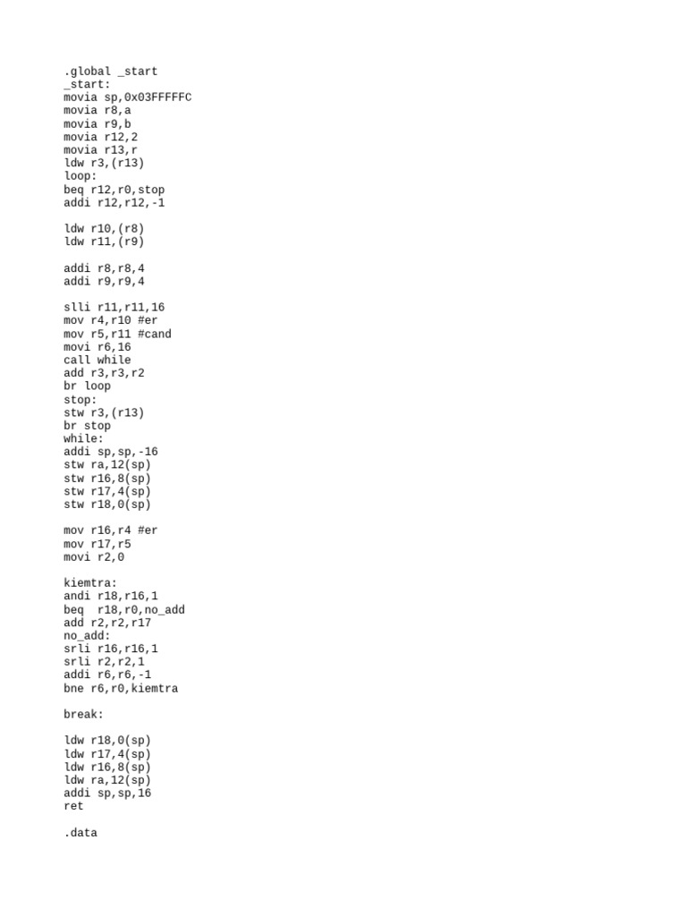 Assembly Code for Data Processing Loop | PDF