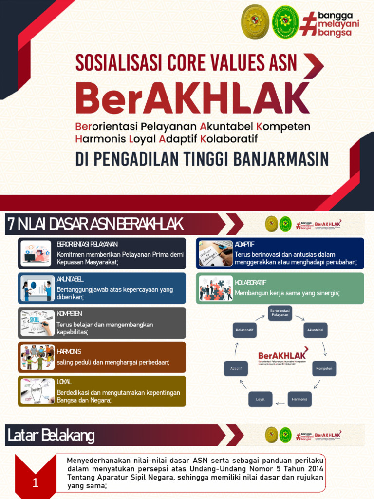 7 Nilai Dasar ASN BerAKHLAK | PDF