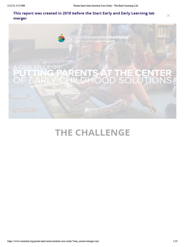 Parent Innovation Institute Case Study | PDF | Preschool | Innovation