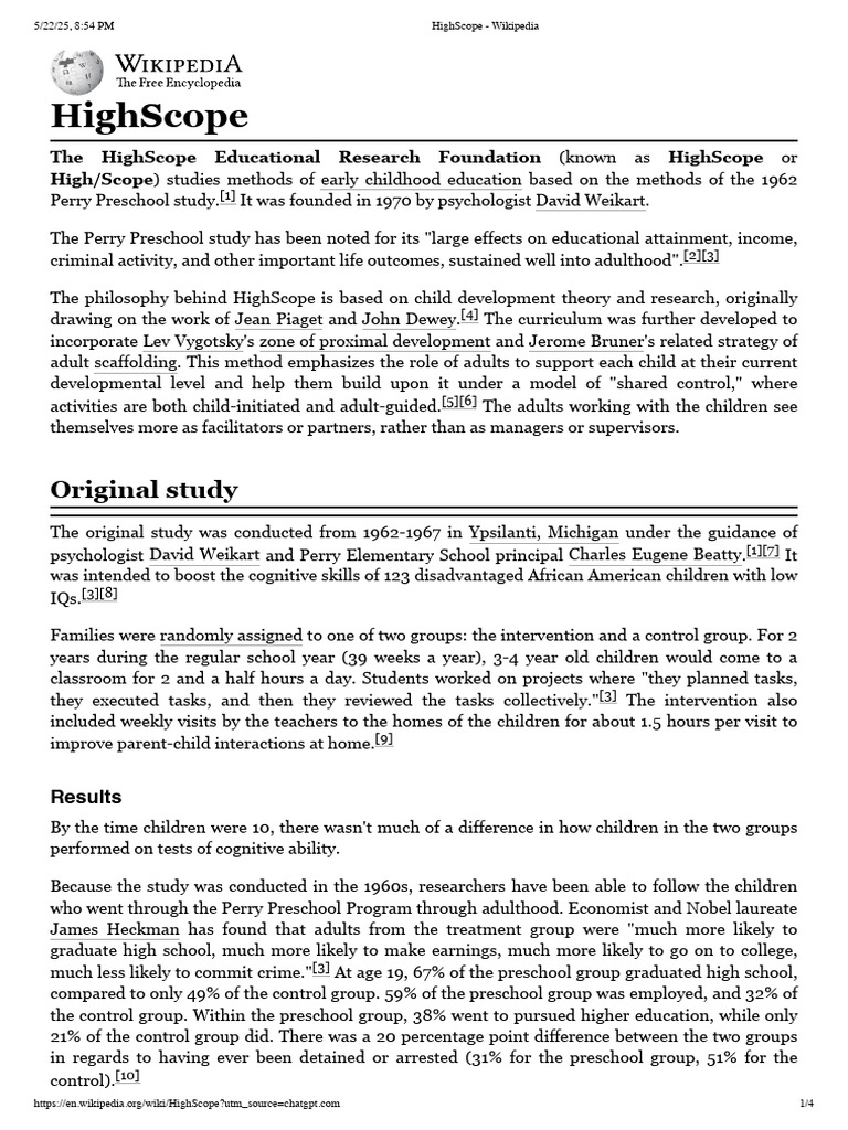 HighScope Early Childhood Education Insights | PDF | Education Theory ...