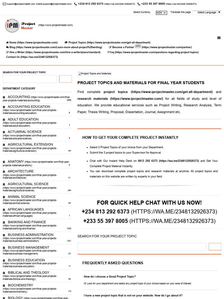 Complete Project Topics and Materials for Final Year Students | PDF ...