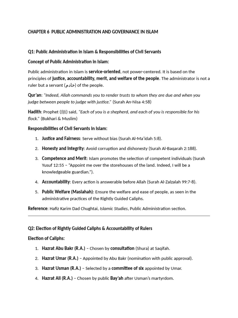 Islamic Governance Principles and Practices | PDF | Caliphate | Shura