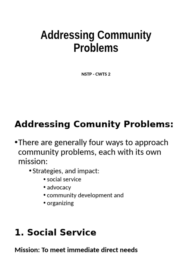 Addressing Community Problems | PDF | Community Organizing | Community