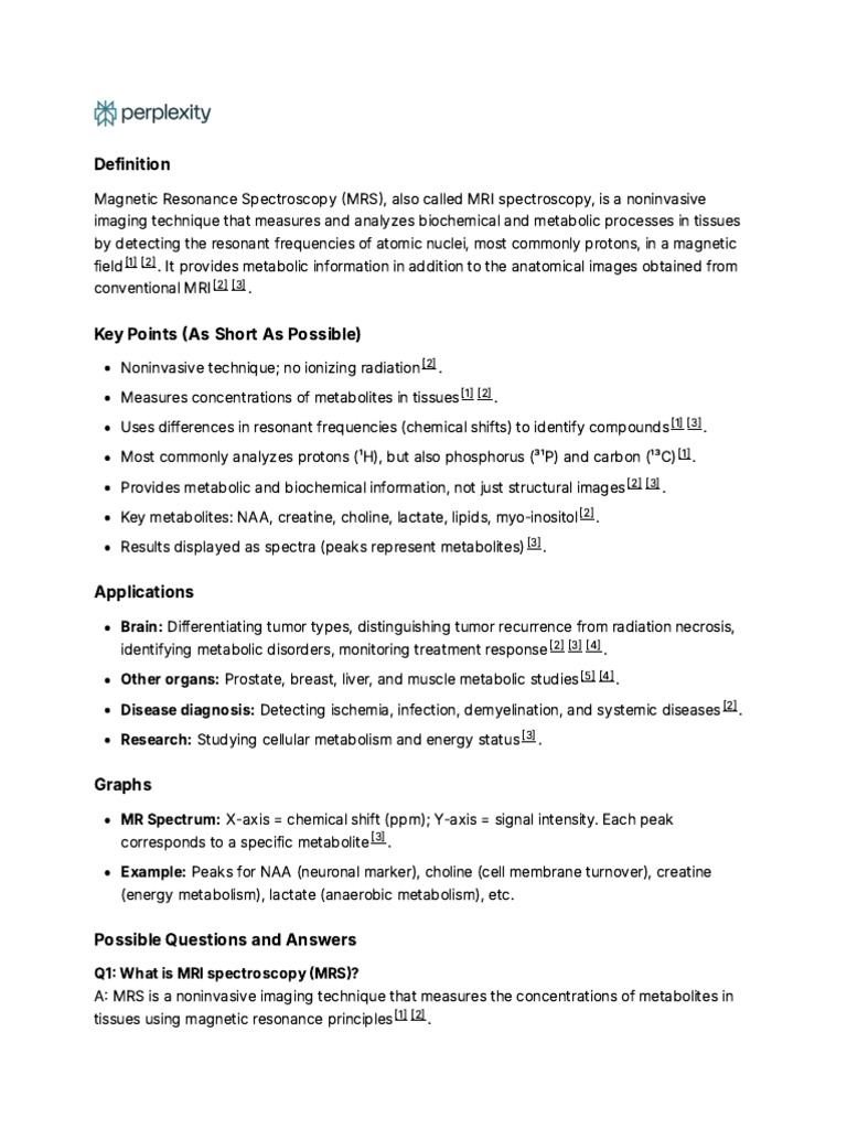 Short Notes On MRI Spectros | PDF | Magnetic Resonance Imaging ...