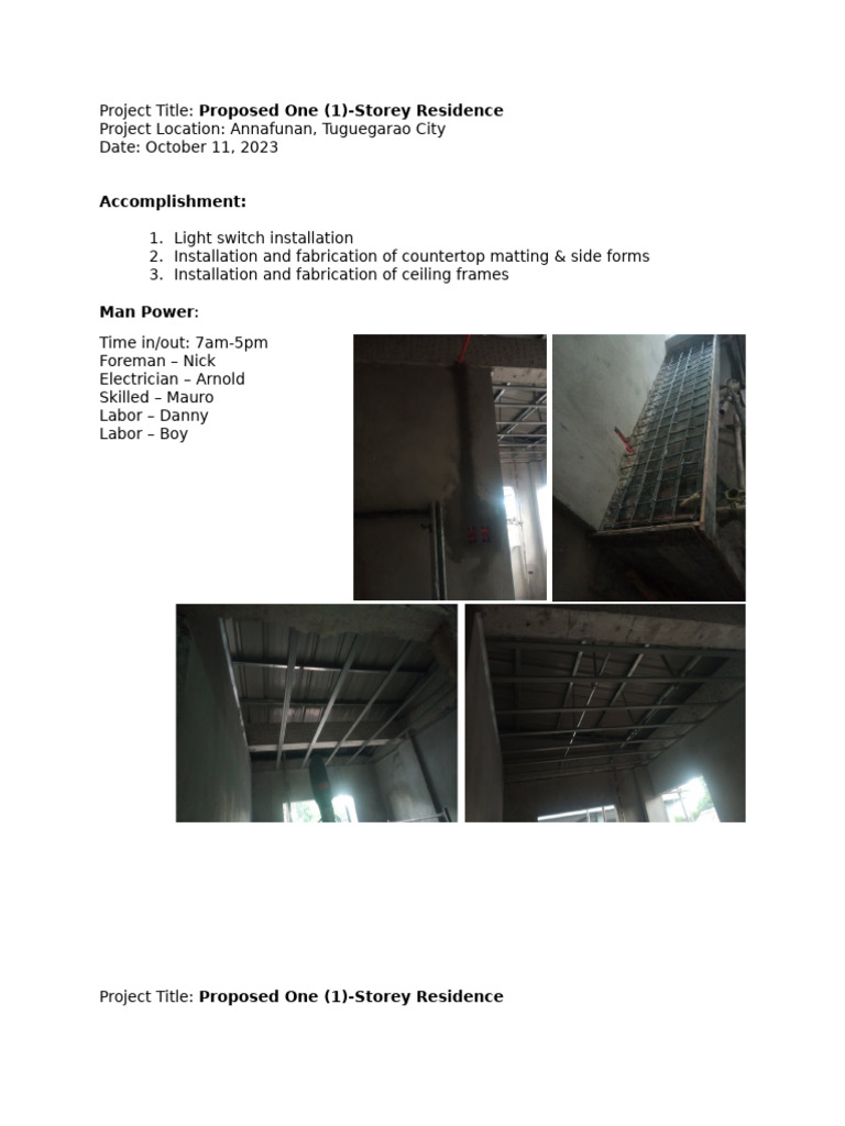 Progress Report: One-Storey Residence | PDF | Electrical Wiring ...