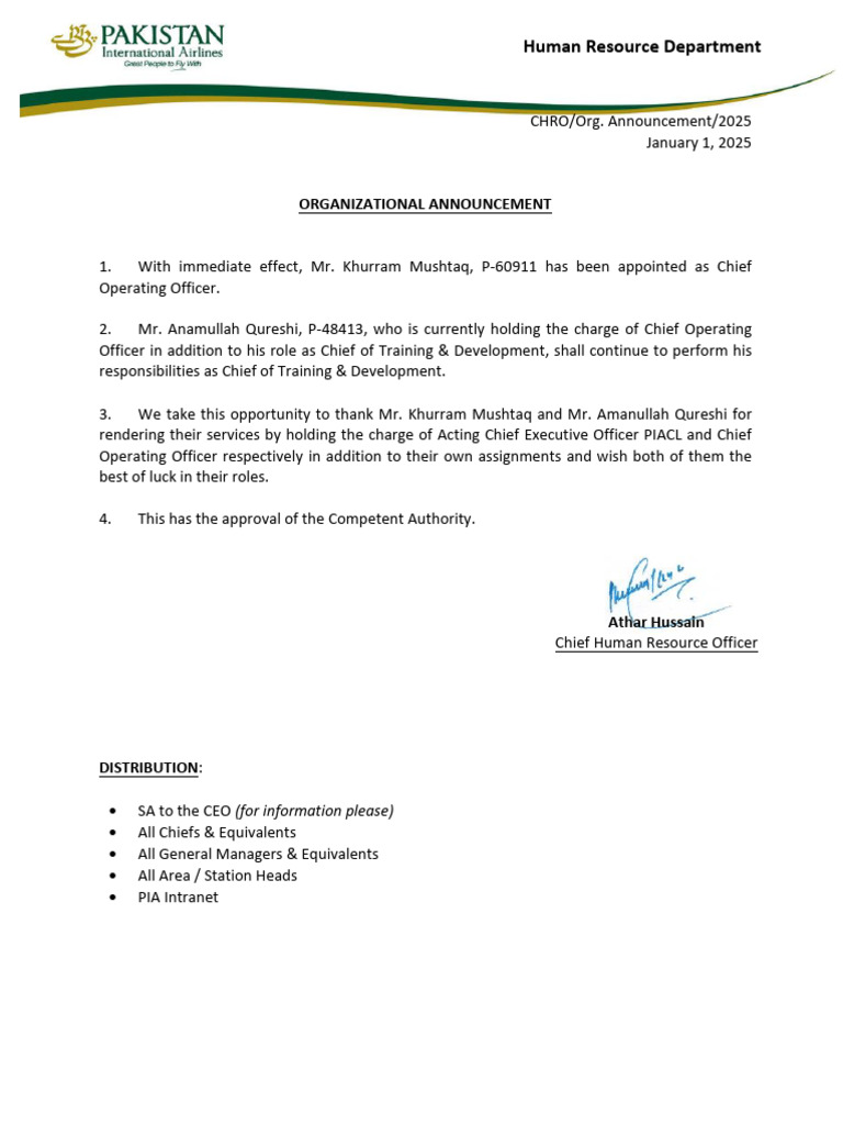 New COO Appointment Announcement | PDF