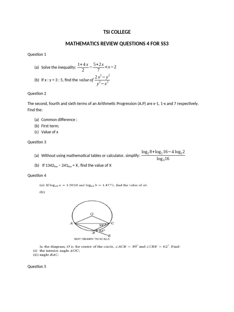 Grade 8 Math Review Questions PDF | PDF | Mathematics