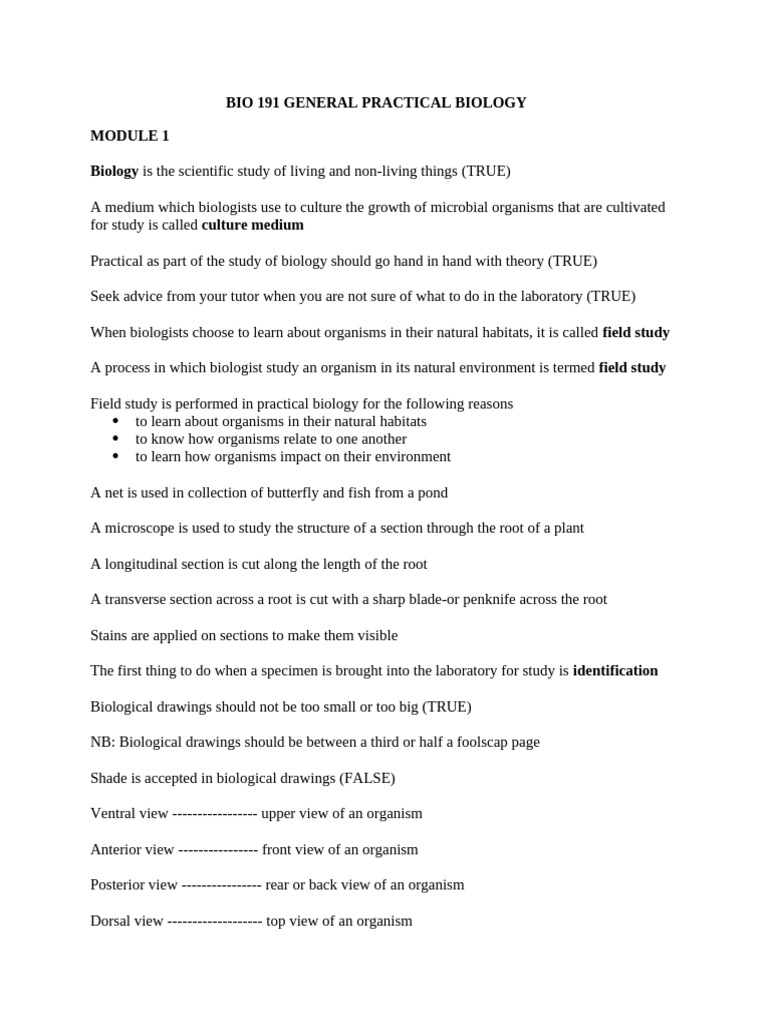 Practical Biology Techniques for BIO 191 | PDF | Plants | Staining