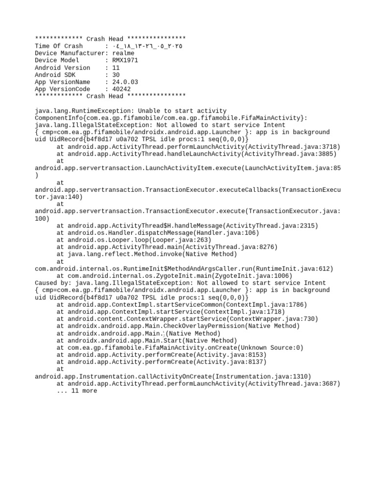 FIFA Mobile Crash Report Analysis | PDF | Java (Programming Language ...