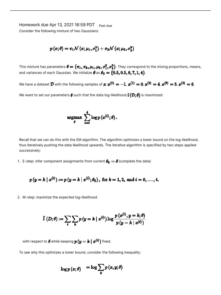 EM Algorithm for Gaussian Mixture Models | PDF | Normal Distribution ...