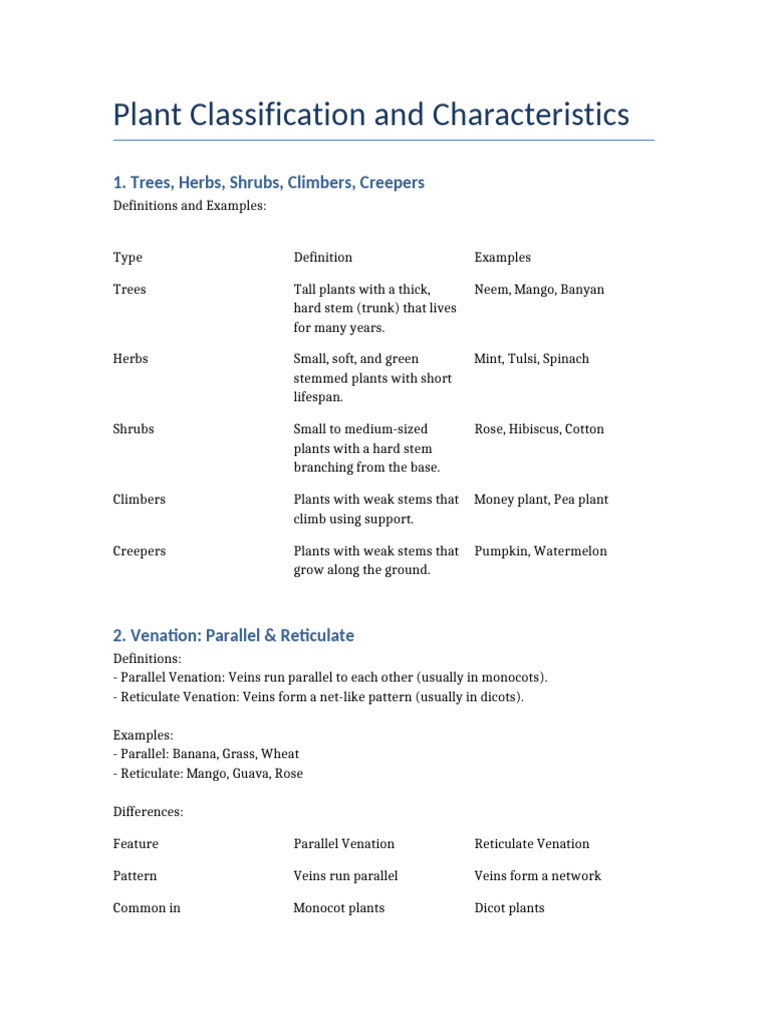 Plant Classification and Types Explained | PDF | Leaf | Root