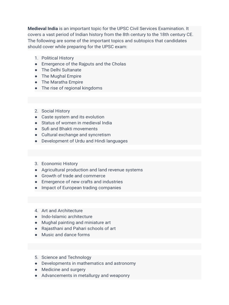 Medieval India for UPSC Preparation | PDF | Caste | Mughal Empire