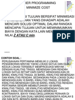 Linear Programing MINIMIZE COST