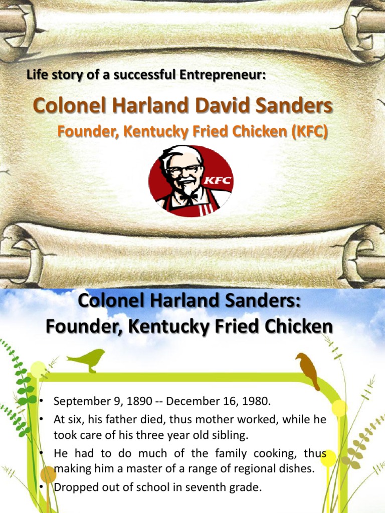 Colonel Harland Sanders: KFC Founder Story | PDF | Kentucky | Chicken