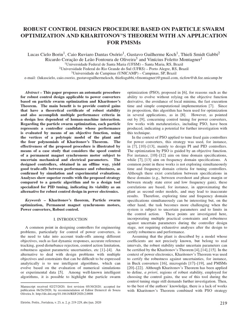 Robust Control Design for PMSMs Using PSO | PDF | Mathematical ...