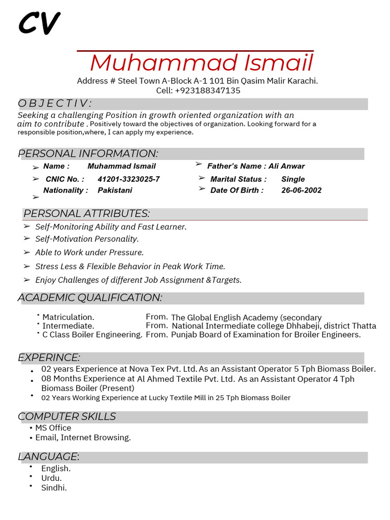 Ismail CV Send PDF | PDF