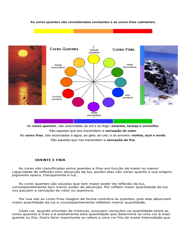 Cores Quentes e Frias: Definições e Efeitos | PDF