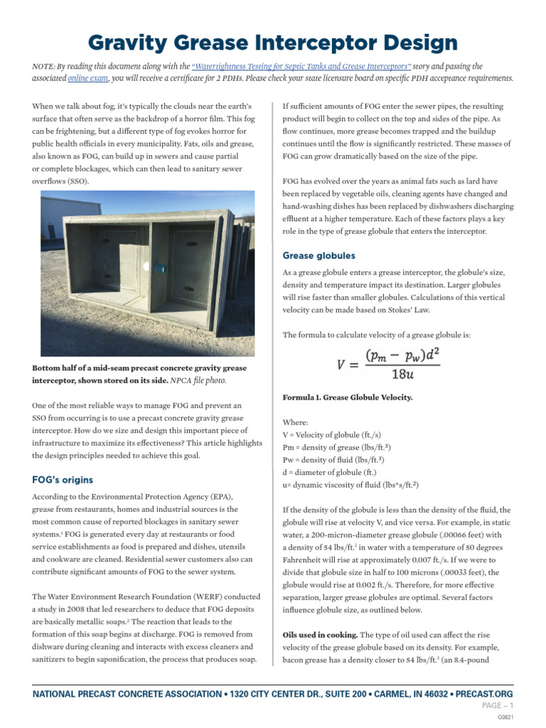 Products GravityGreaseInterceptorDesign | PDF | Sanitary Sewer | Flow ...