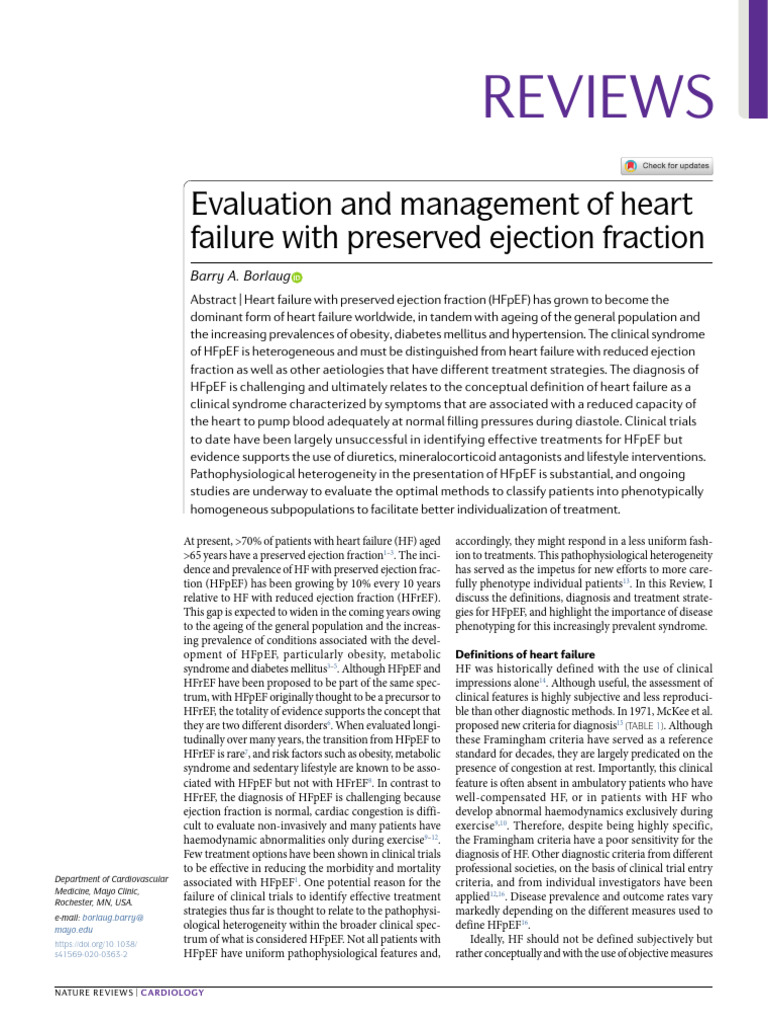 Understanding Heart Failure with Preserved Ejection Fraction | PDF ...