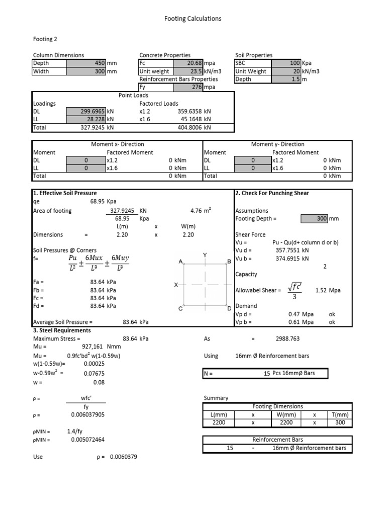 Footing Design and Calculations Guide | PDF | Pascal (Unit) | Continuum ...