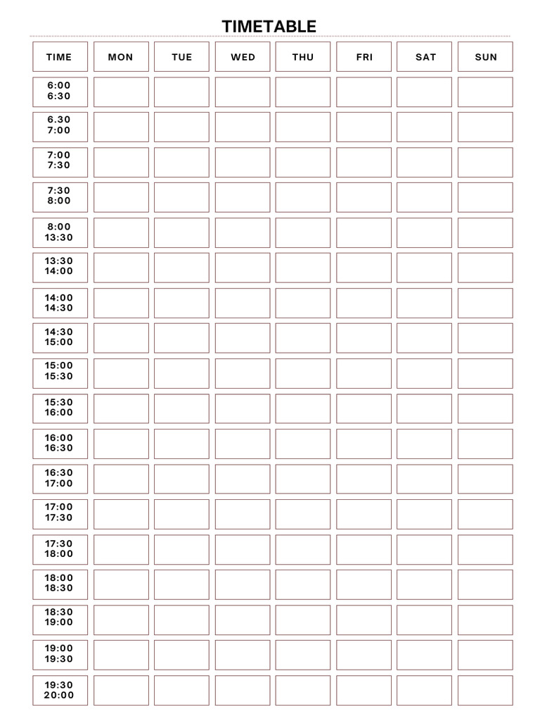 Weekly Timetable Overview | PDF