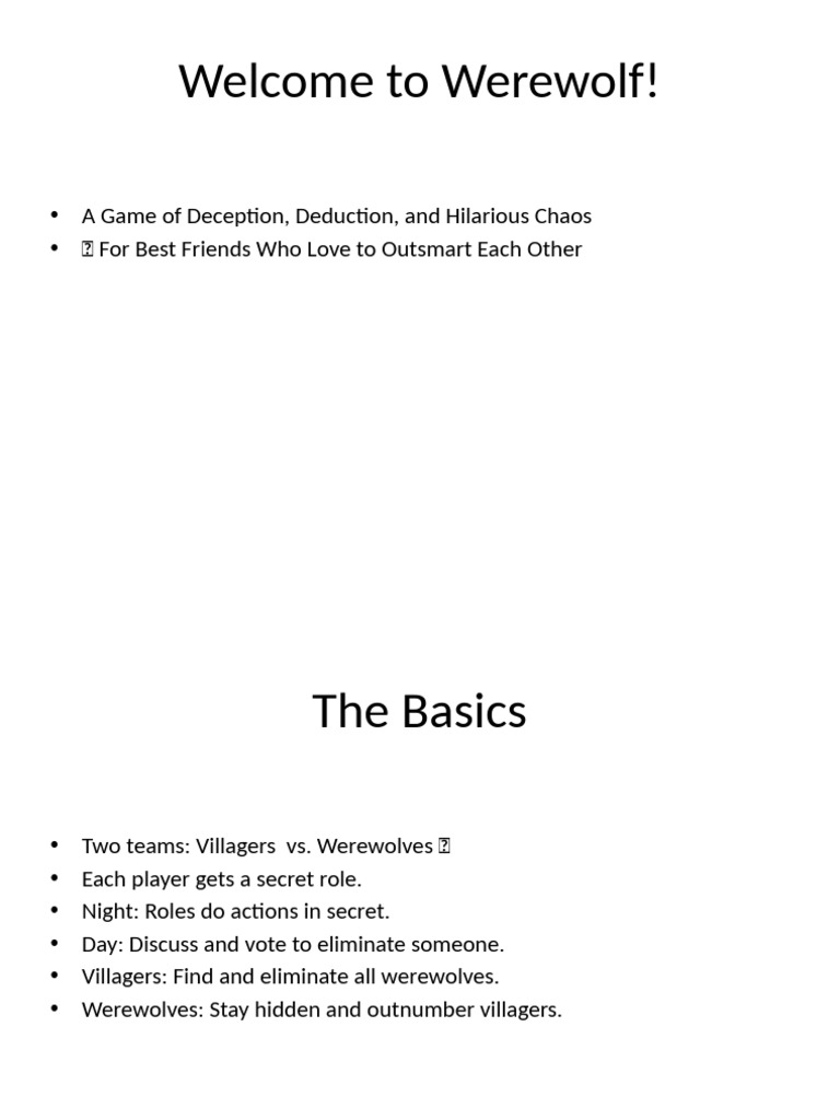 Werewolf Game Rules and Instructions | PDF