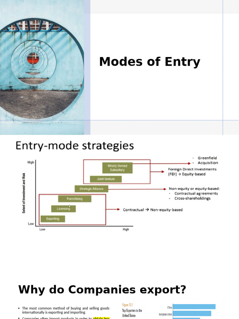 Module 3 Mode of Entry | PDF | Exports | Franchising